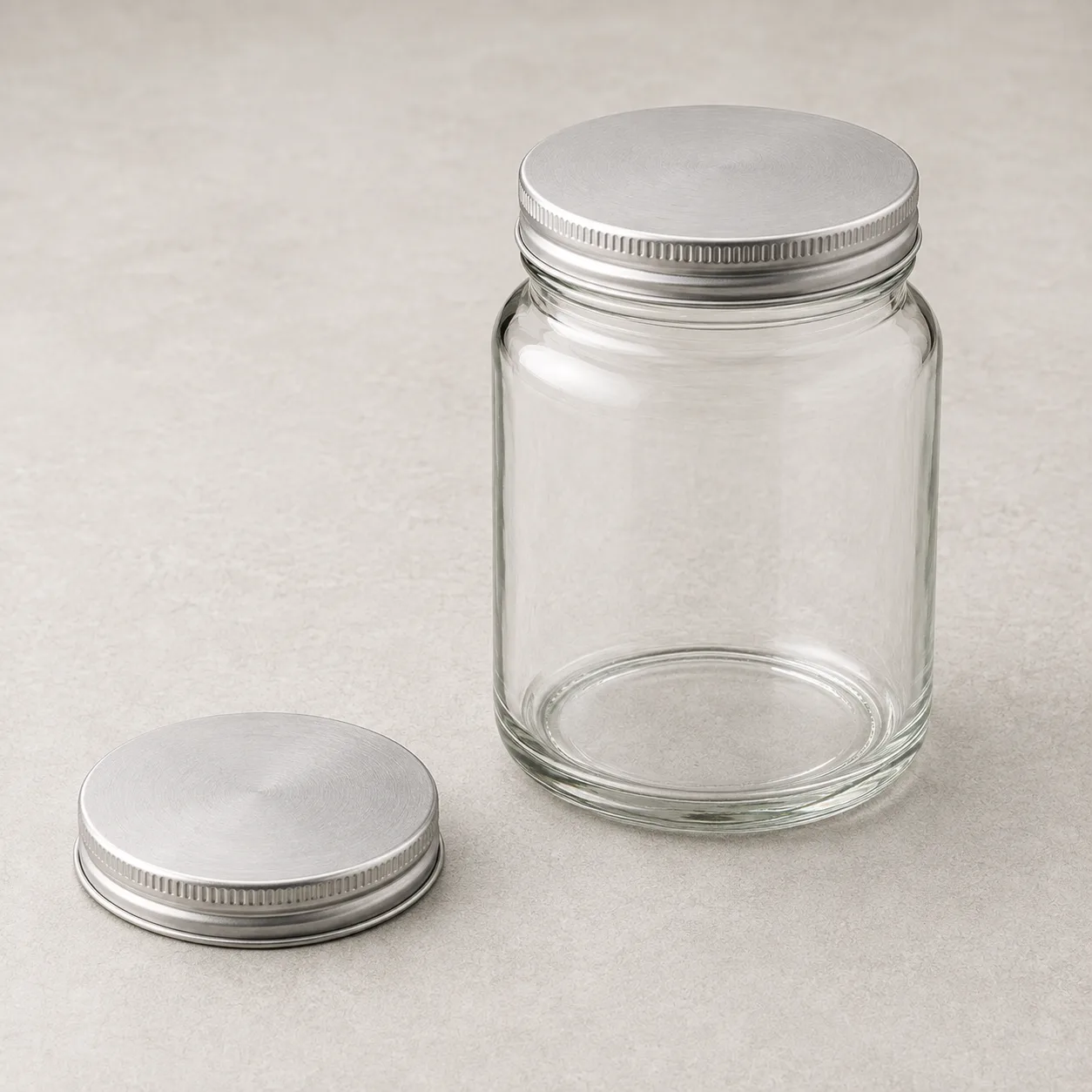 Angled side view of Wide-Mouth Food Jar showing the outer profile