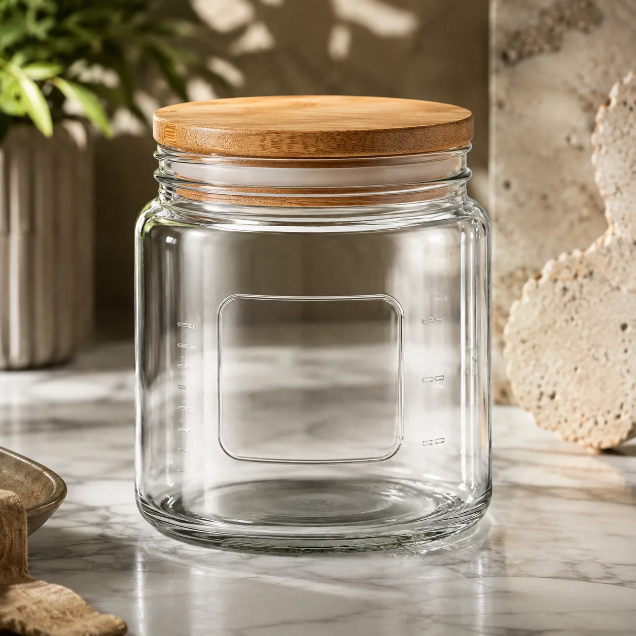 Detail view of Wide-Mouth Food Jar showing lid matched to selected jar model