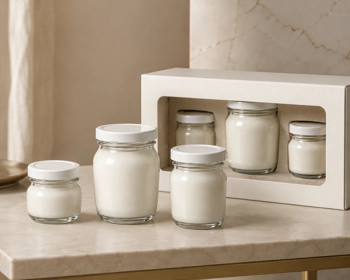 Close-up of Yogurt Jar showing the glass body, rim and base detail.