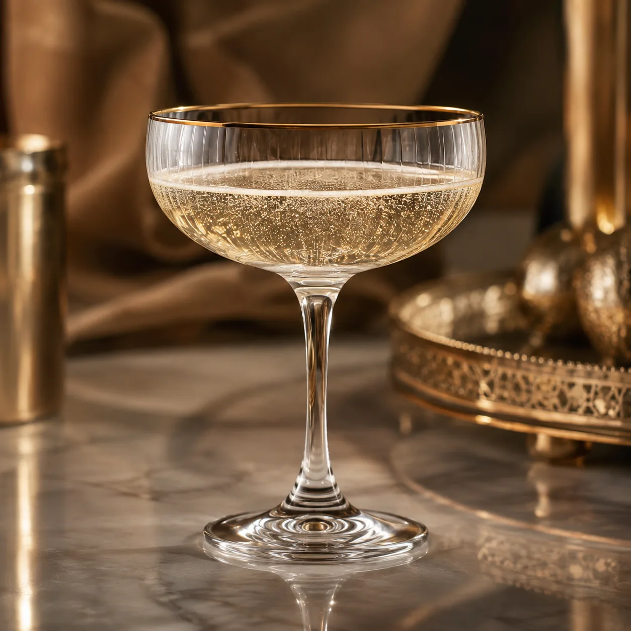 Detail view of Champagne Coupe Glass showing rim or base detail
