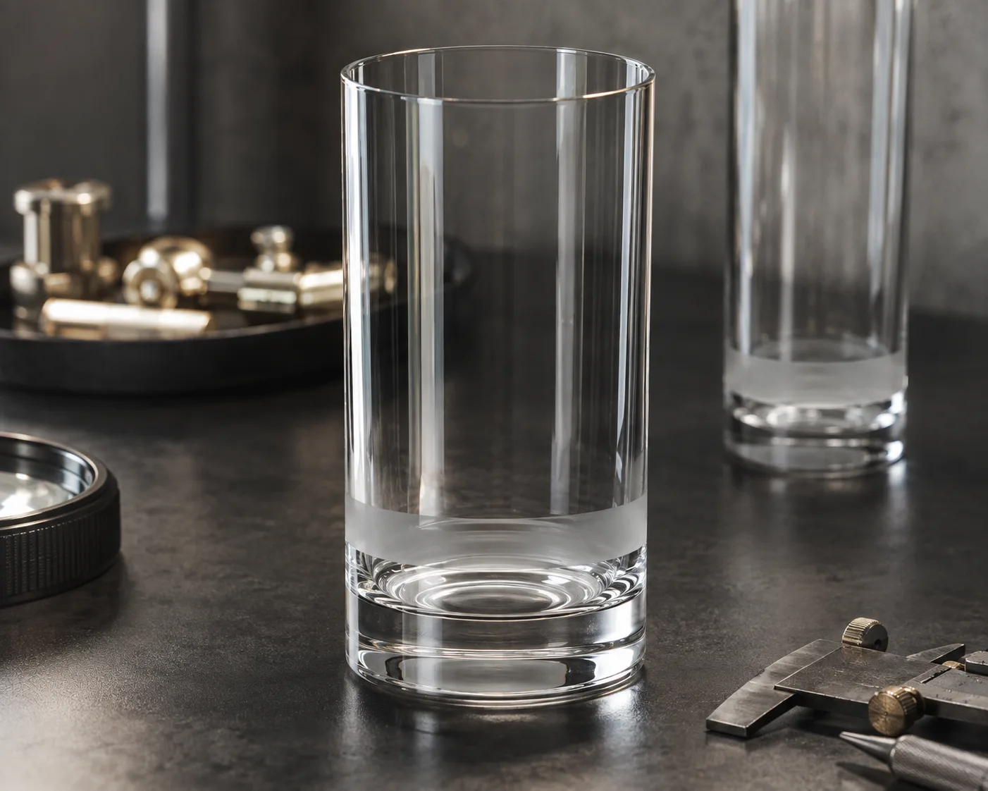 Highball-Glas in einer koordinierten Gastronomie-Tischpräsentation.