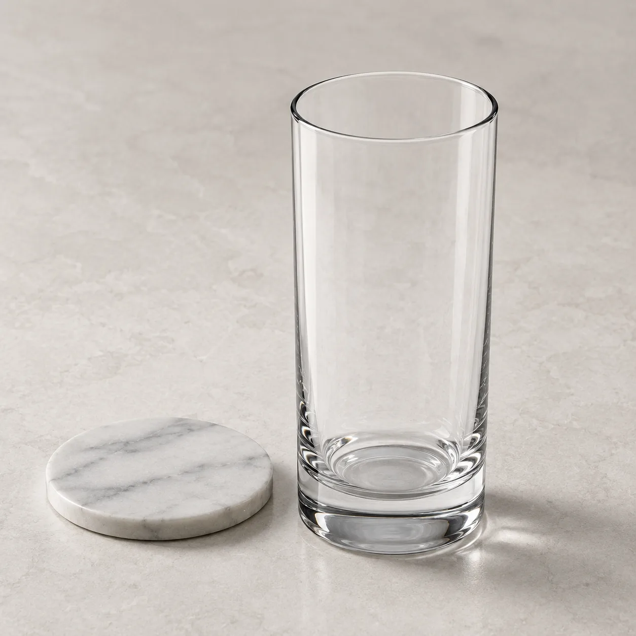 Angled side view of Highball Glass showing the outer profile