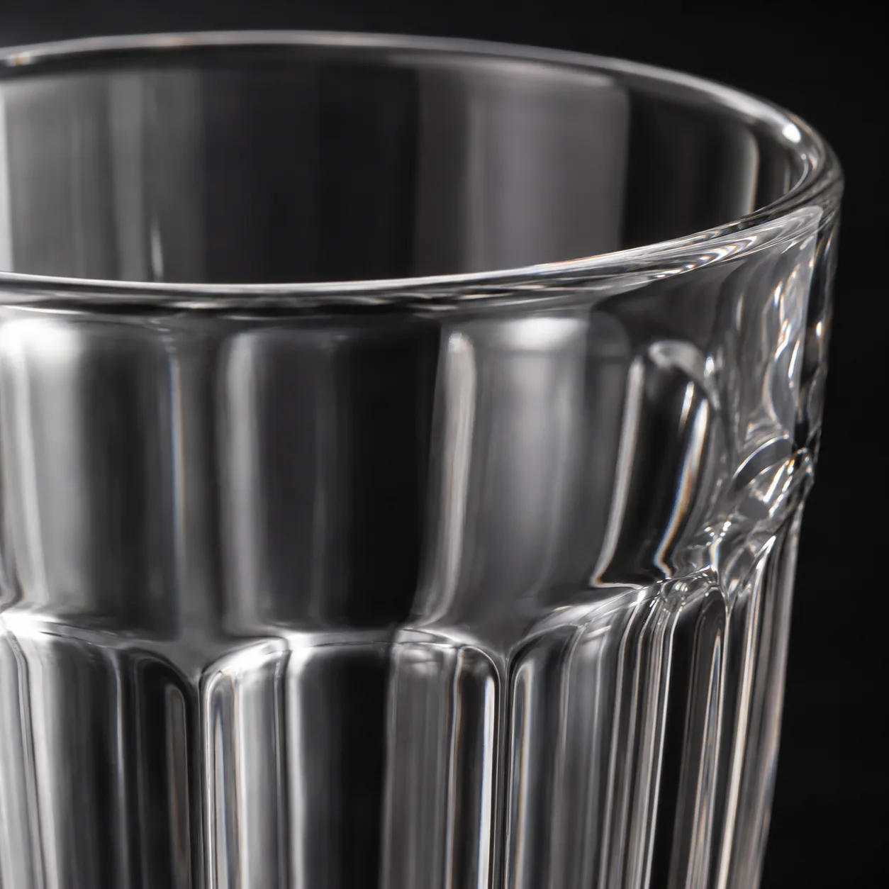 Close view of Milkshake Glass showing stem or base and logo print / decal