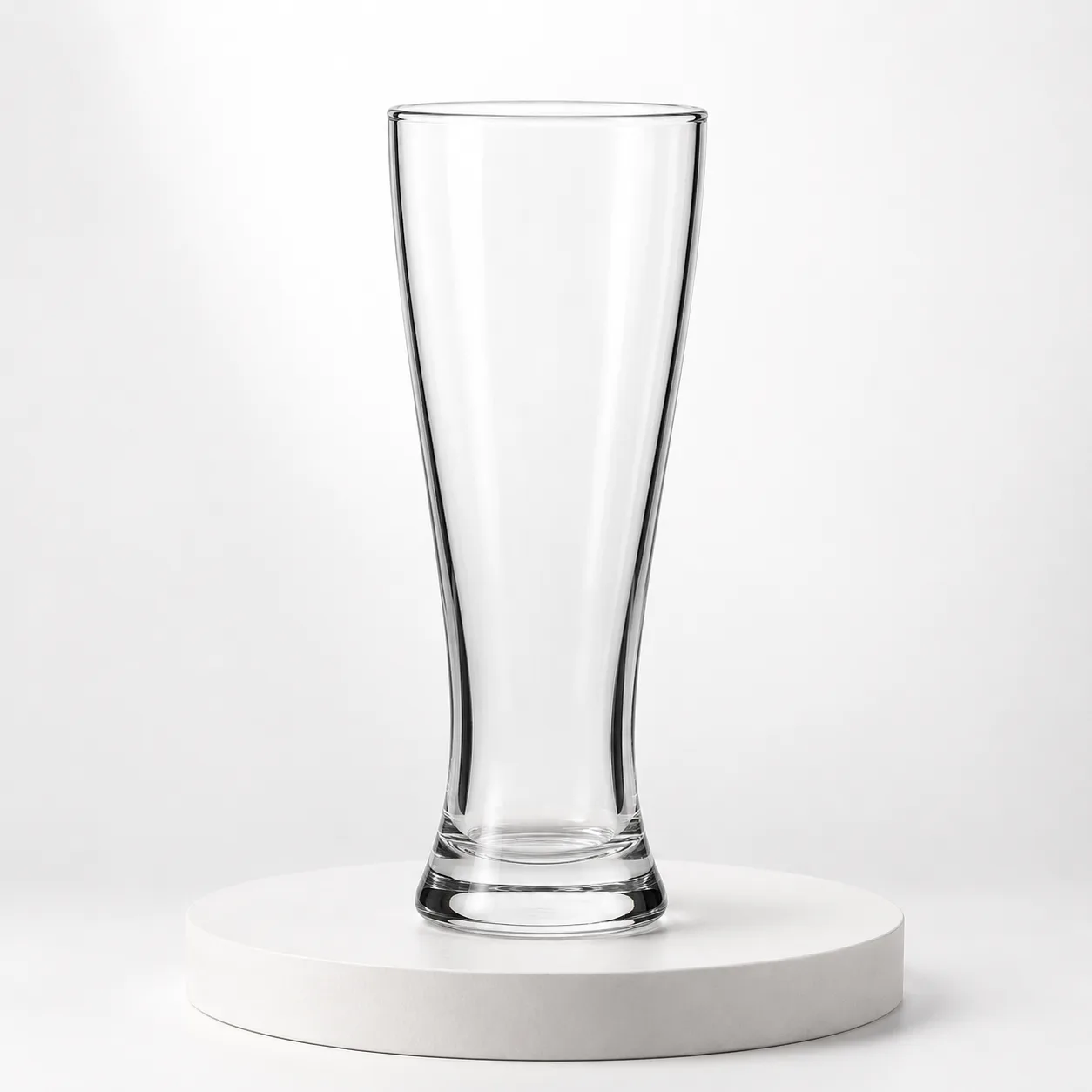 Pilsner Beer Glass front view with visible pilsner beer glass profile