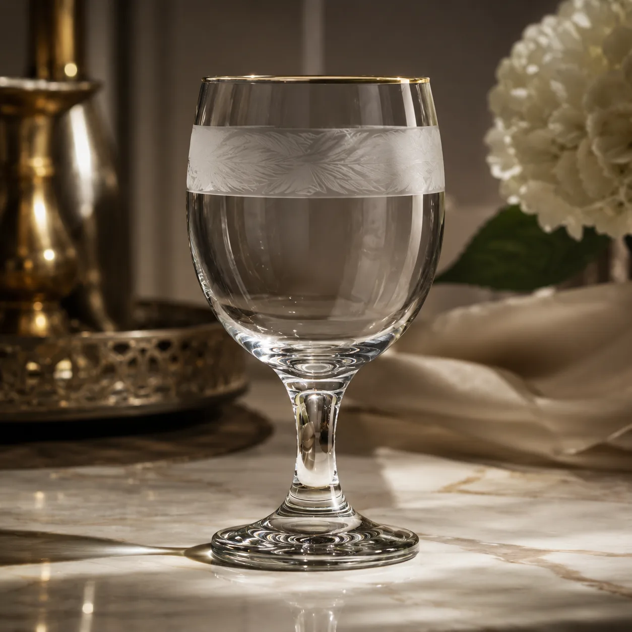 Detail view of Water Goblet showing rim or base detail