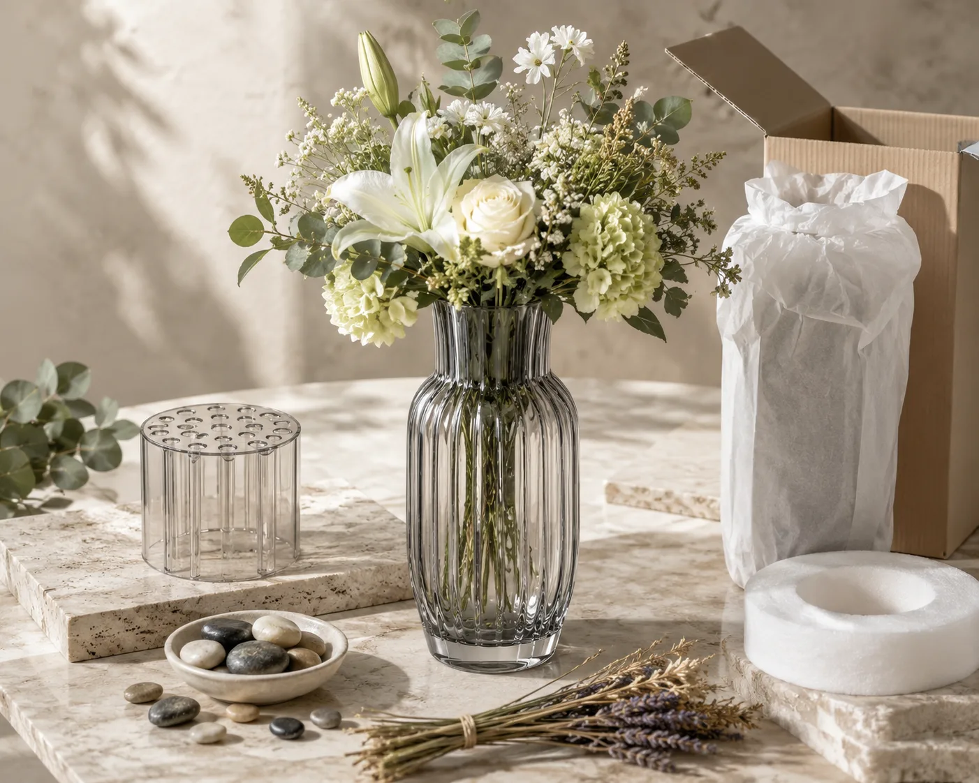 Glass Fluted Vase shown from a secondary angle with the opening and body profile visible.