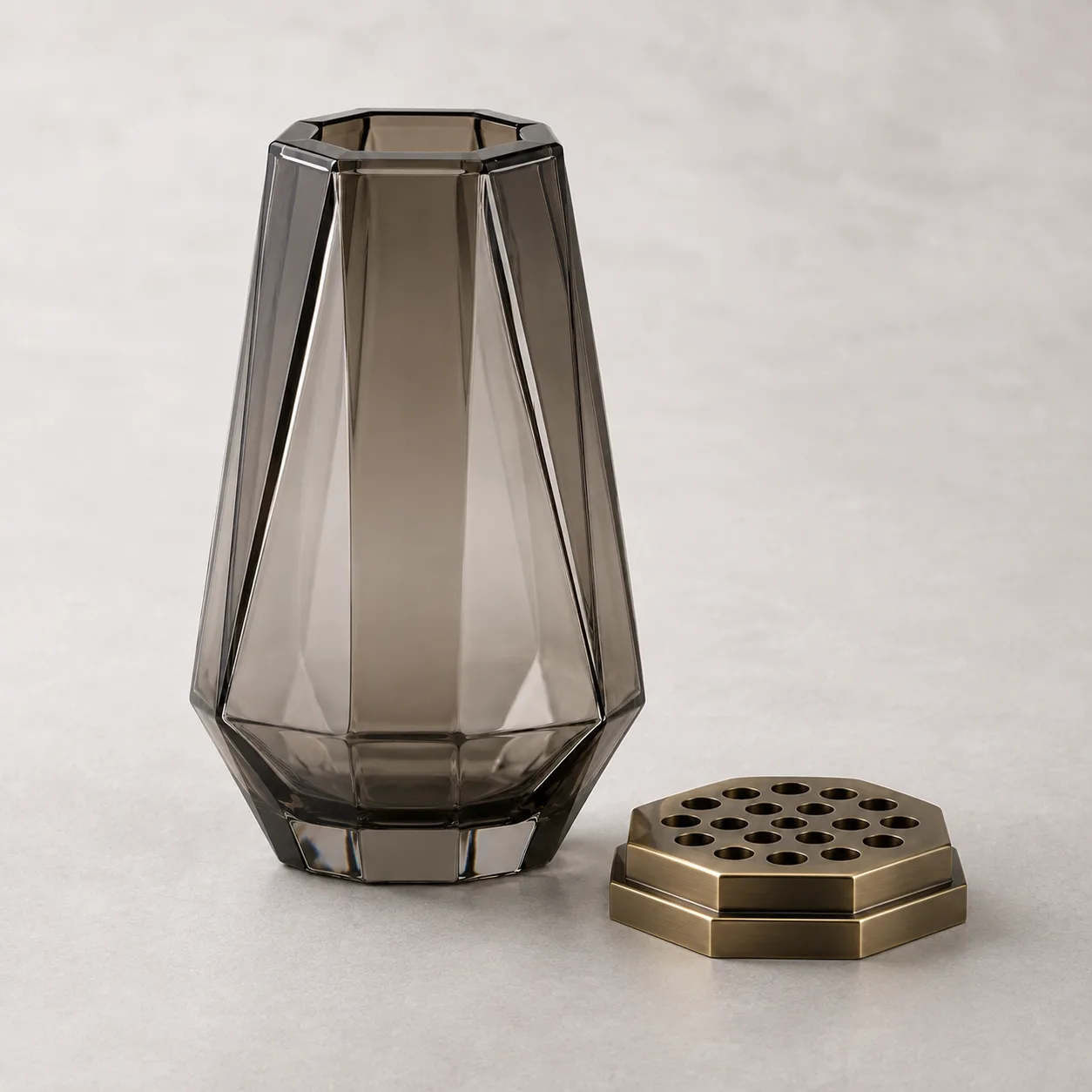 Angled side view of Glass Geometric Vase showing the outer profile