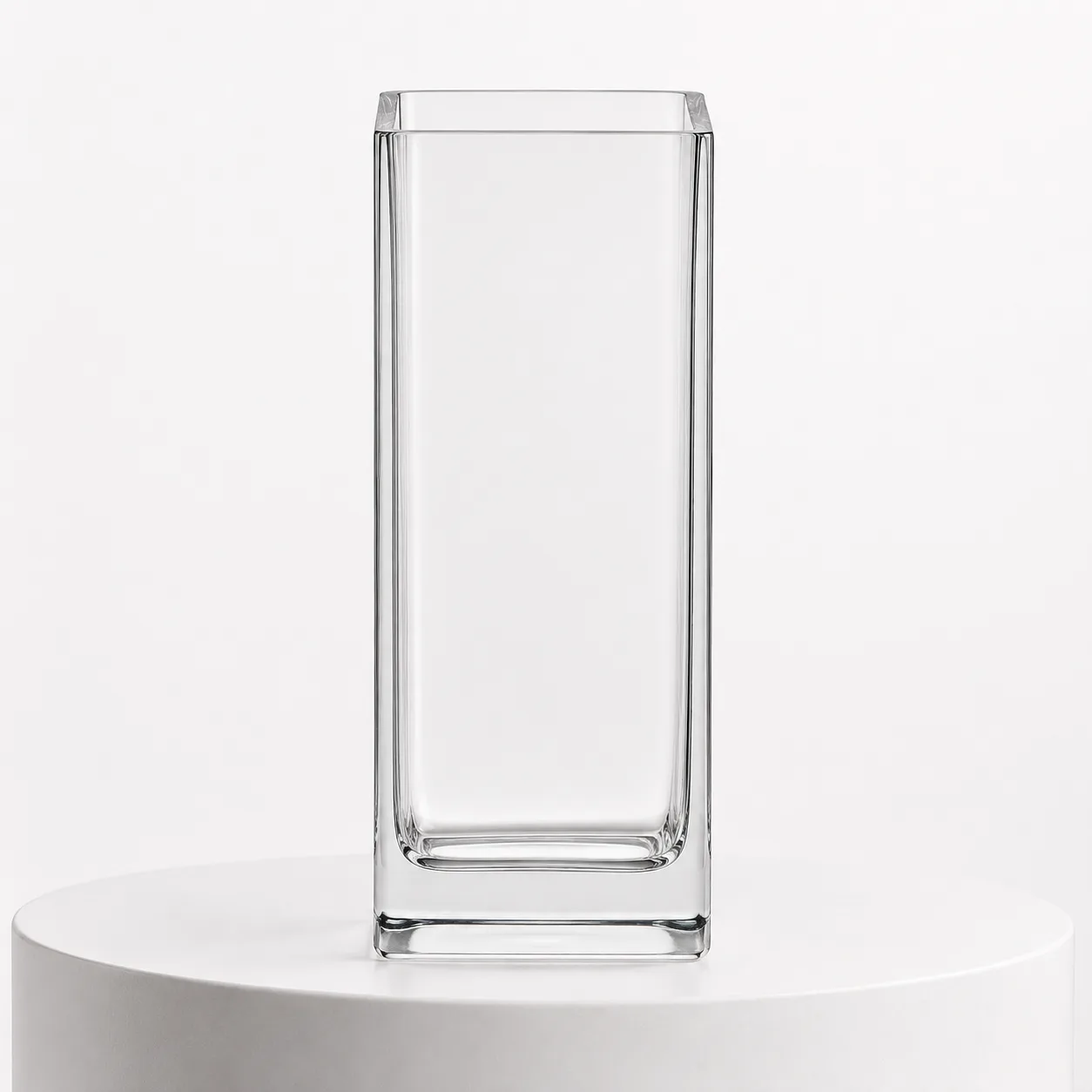 Glass Rectangular Vase front view with visible rectangular vase silhouette