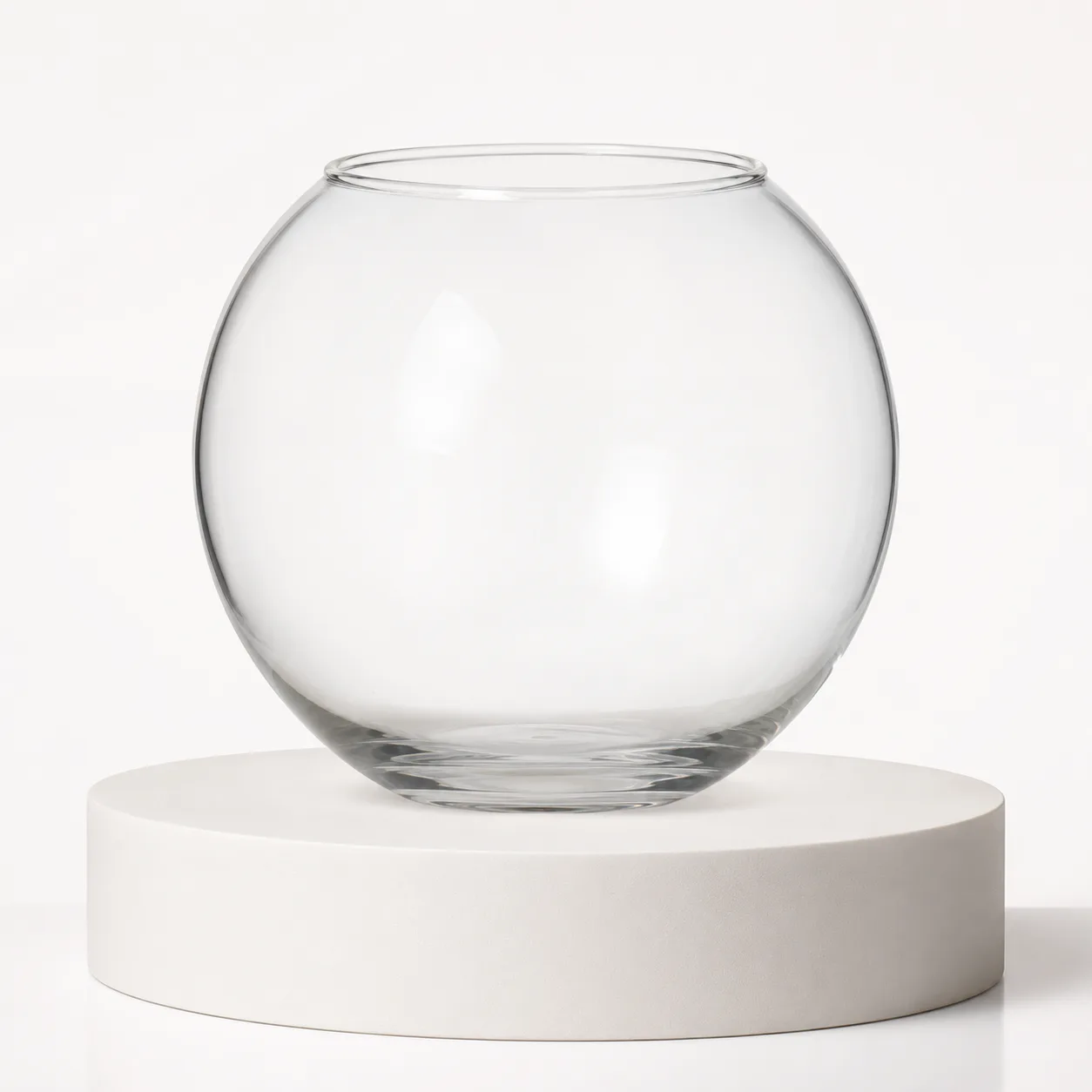 Glass Round Vase front view with visible round vase silhouette