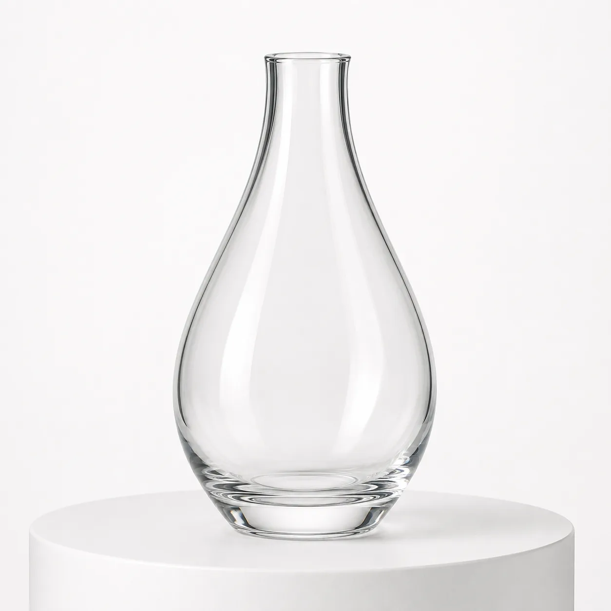 Glass Teardrop Vase front view with visible teardrop vase silhouette