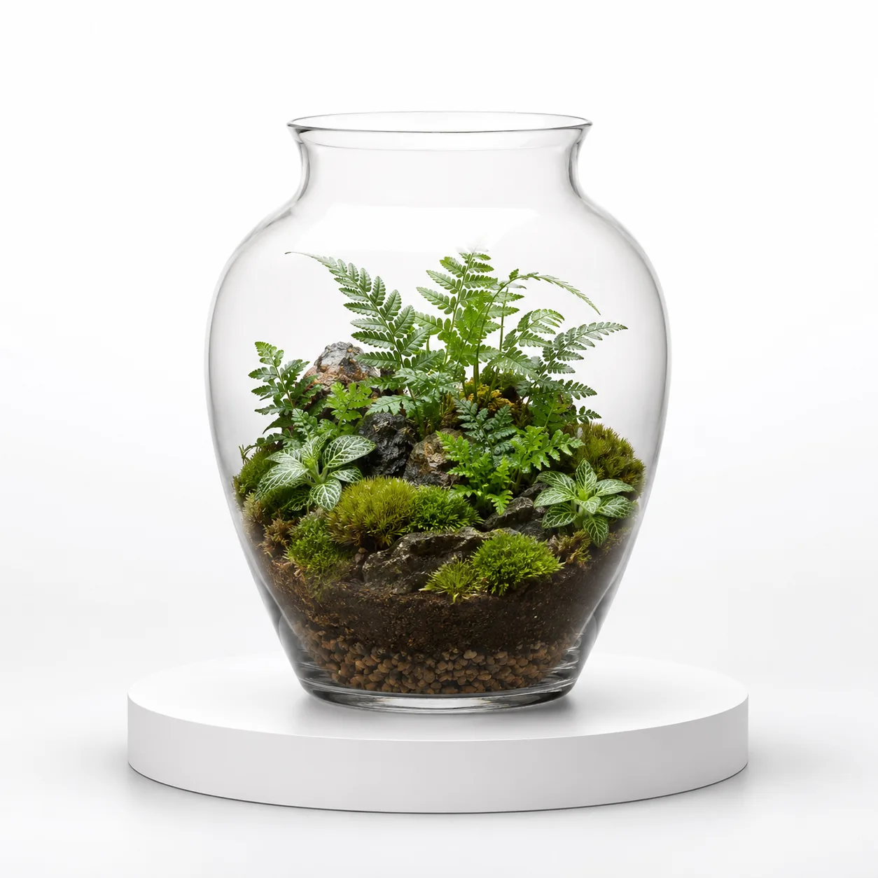 Glass Terrarium Vase front view with visible terrarium vase silhouette