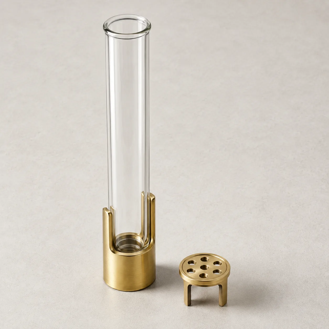 Angled side view of Glass Test Tube Vase showing the outer profile