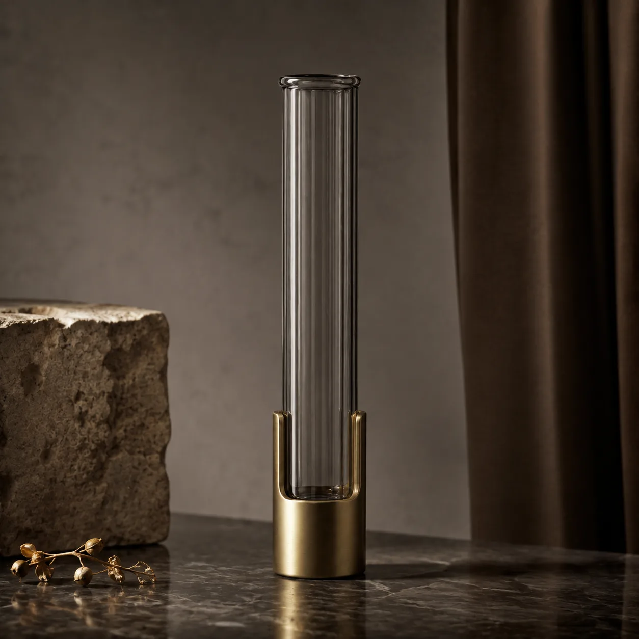 Detail view of Glass Test Tube Vase showing rim or base detail