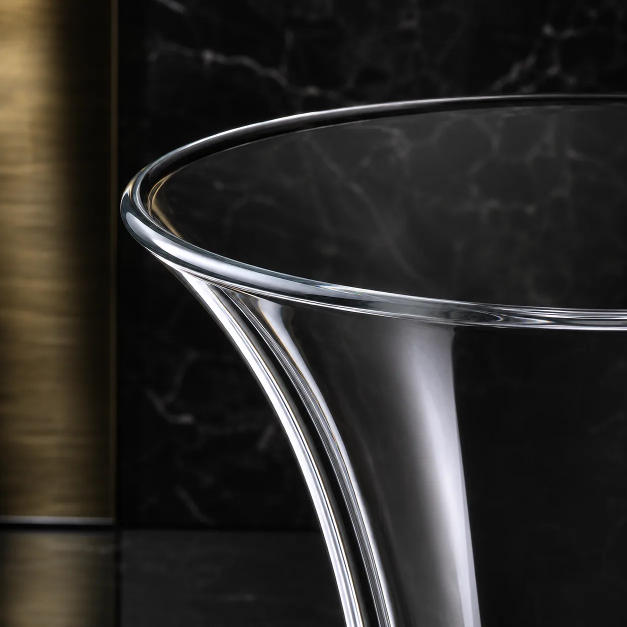 Close view of Glass Trumpet Vase showing base area and color / frost finish