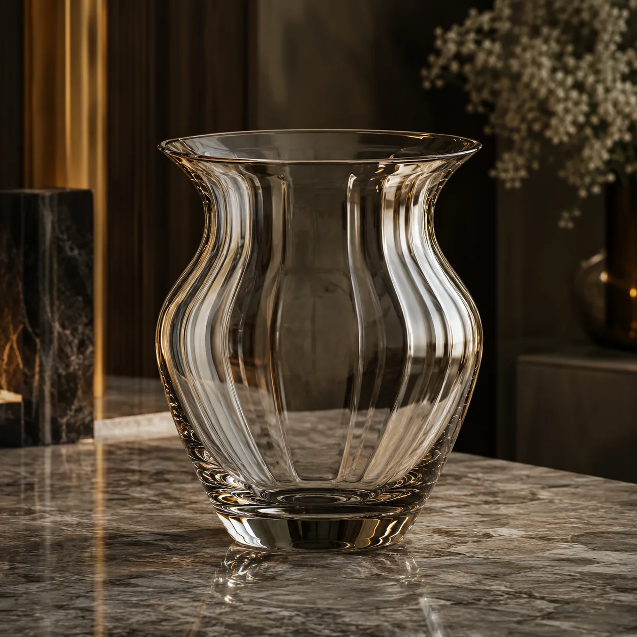 Close view of Glass Wide-Mouth Vase showing base area and color / frost finish