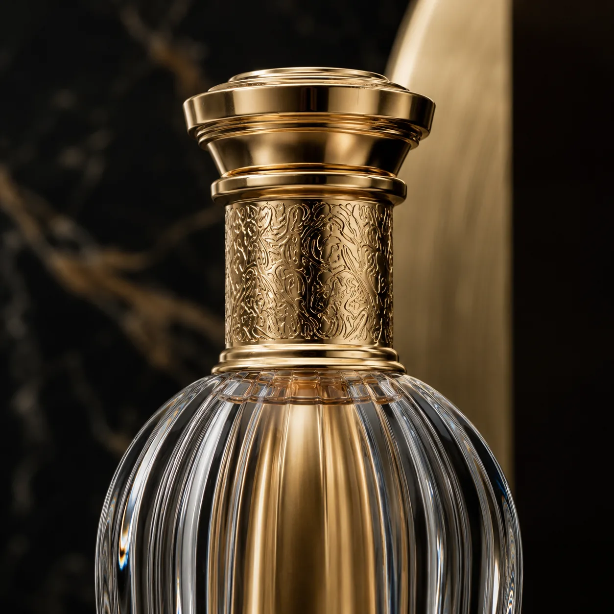 Close view of Baijiu Bottle showing shoulder shape and label / embossing