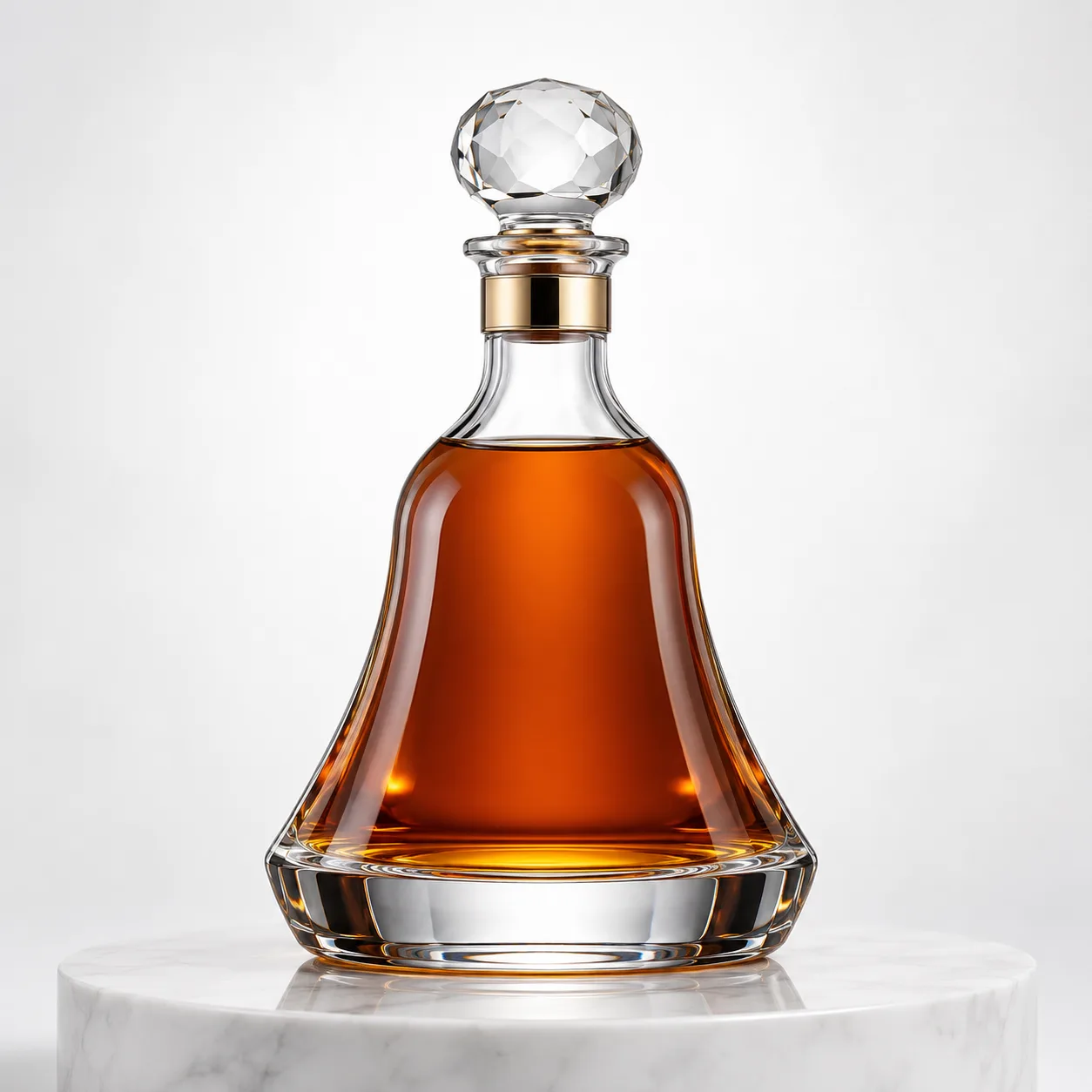 Bell-Shaped Liquor Bottle front view with visible bell-shaped liquor bottle form