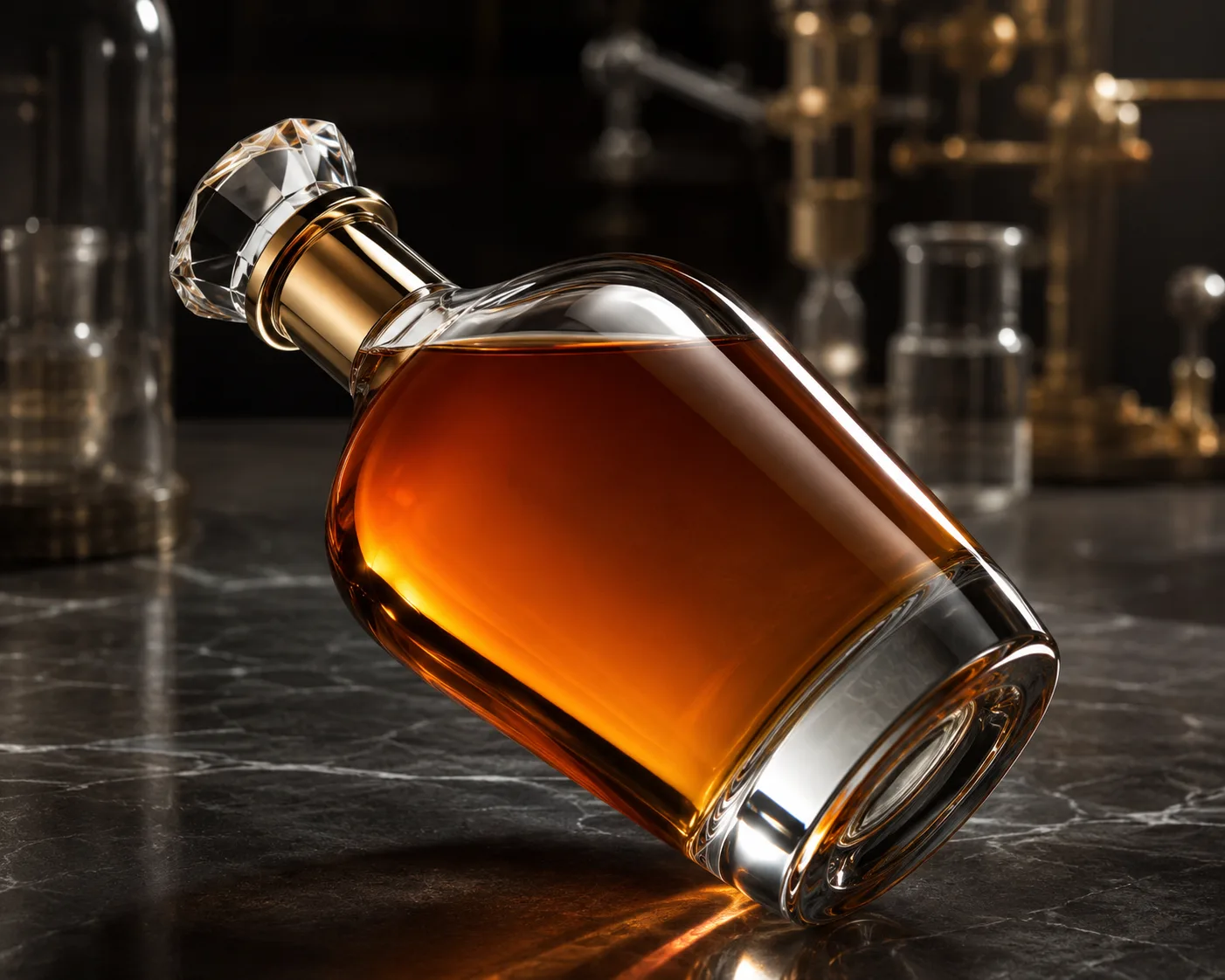 Cognac Bottle in a coordinated bar or gift-packaging display.