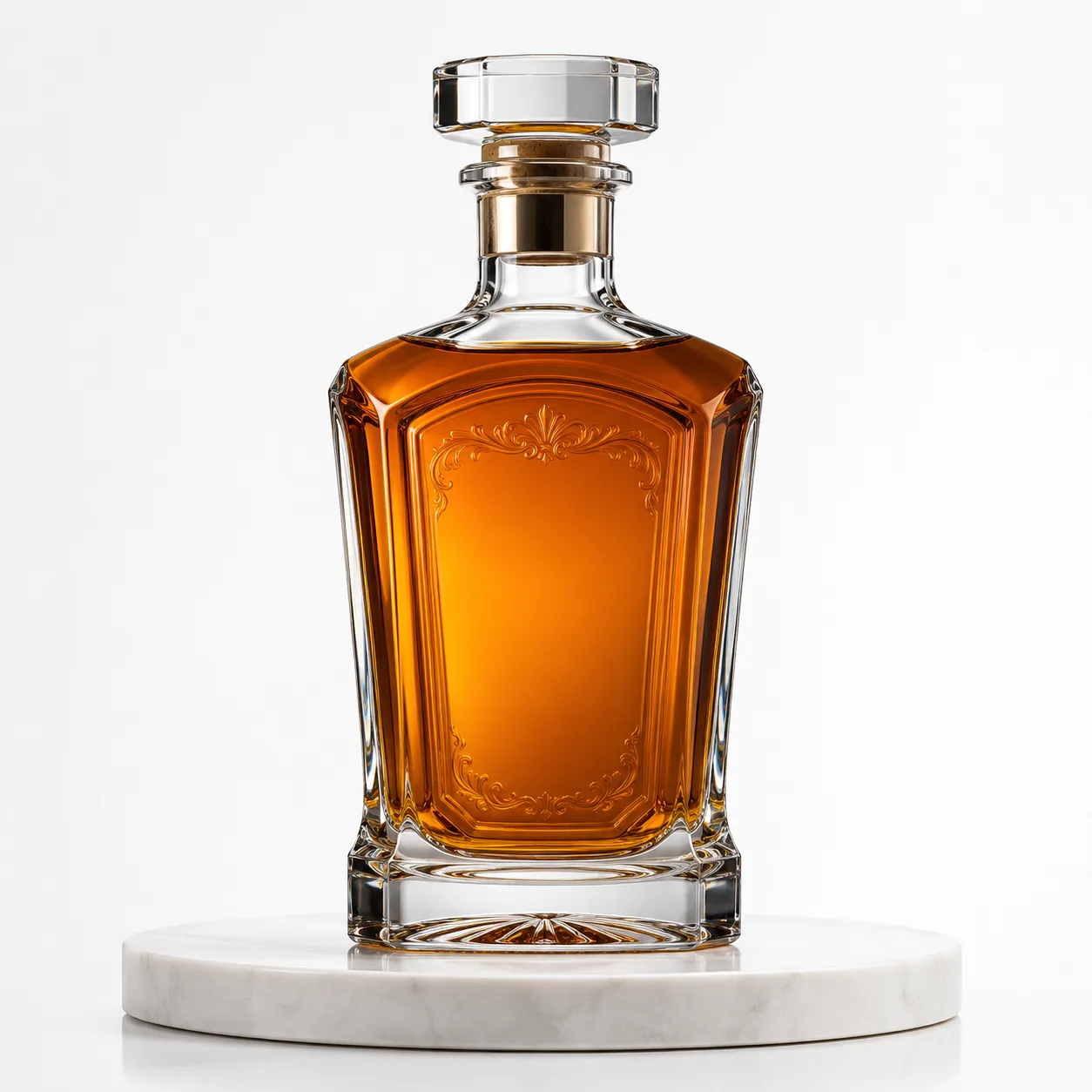 Embossed Liquor Bottle front view with visible embossed liquor bottle form