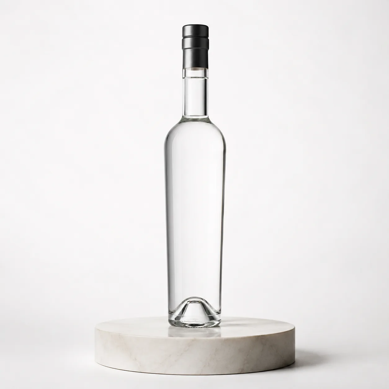 Grappa Bottle front view with visible grappa bottle form