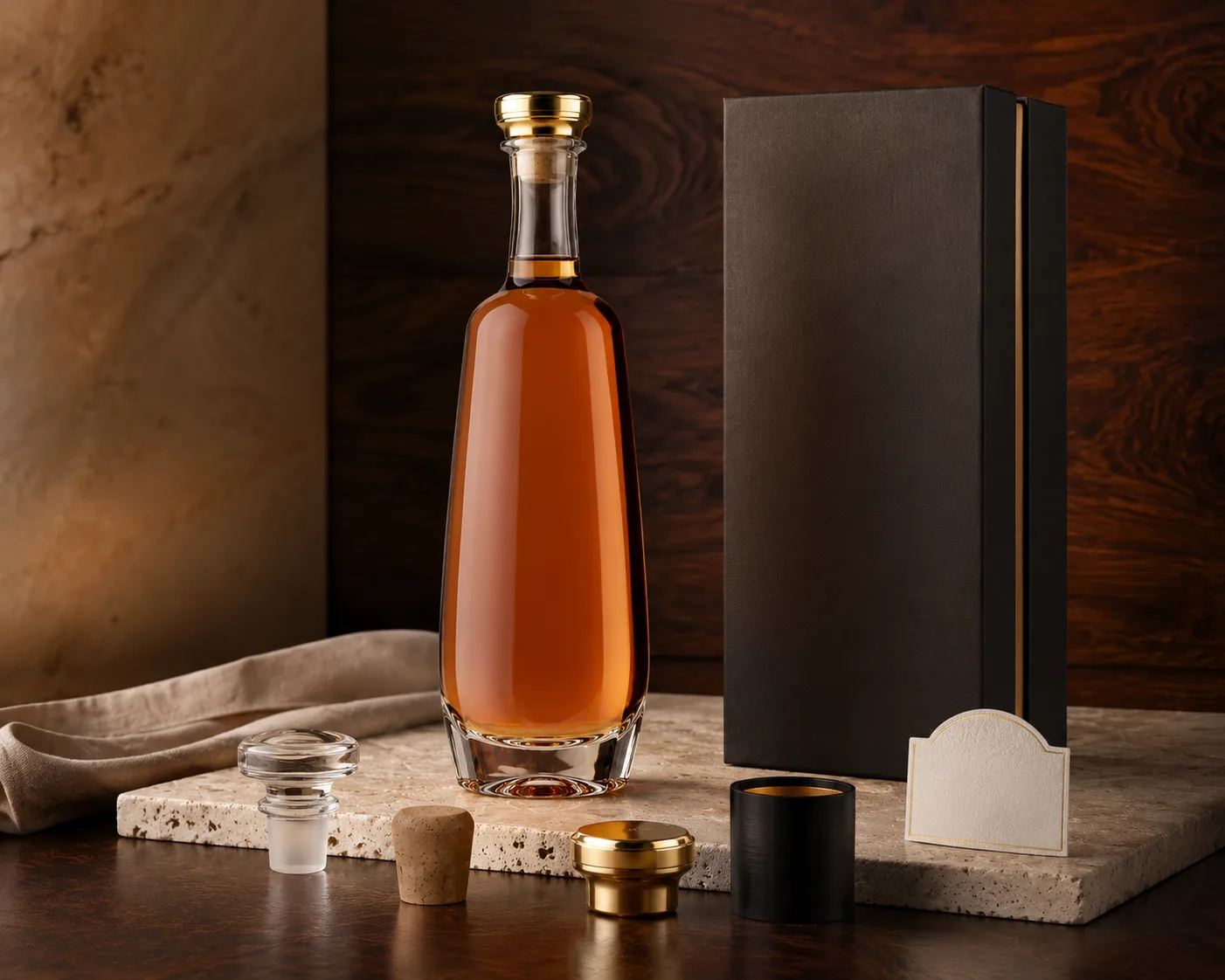 Liqueur Bottle shown from a secondary angle with the shoulder and neck visible.