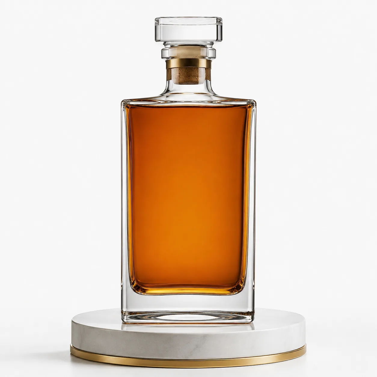 Rectangular Whiskey Bottle front view with visible rectangular whiskey bottle form