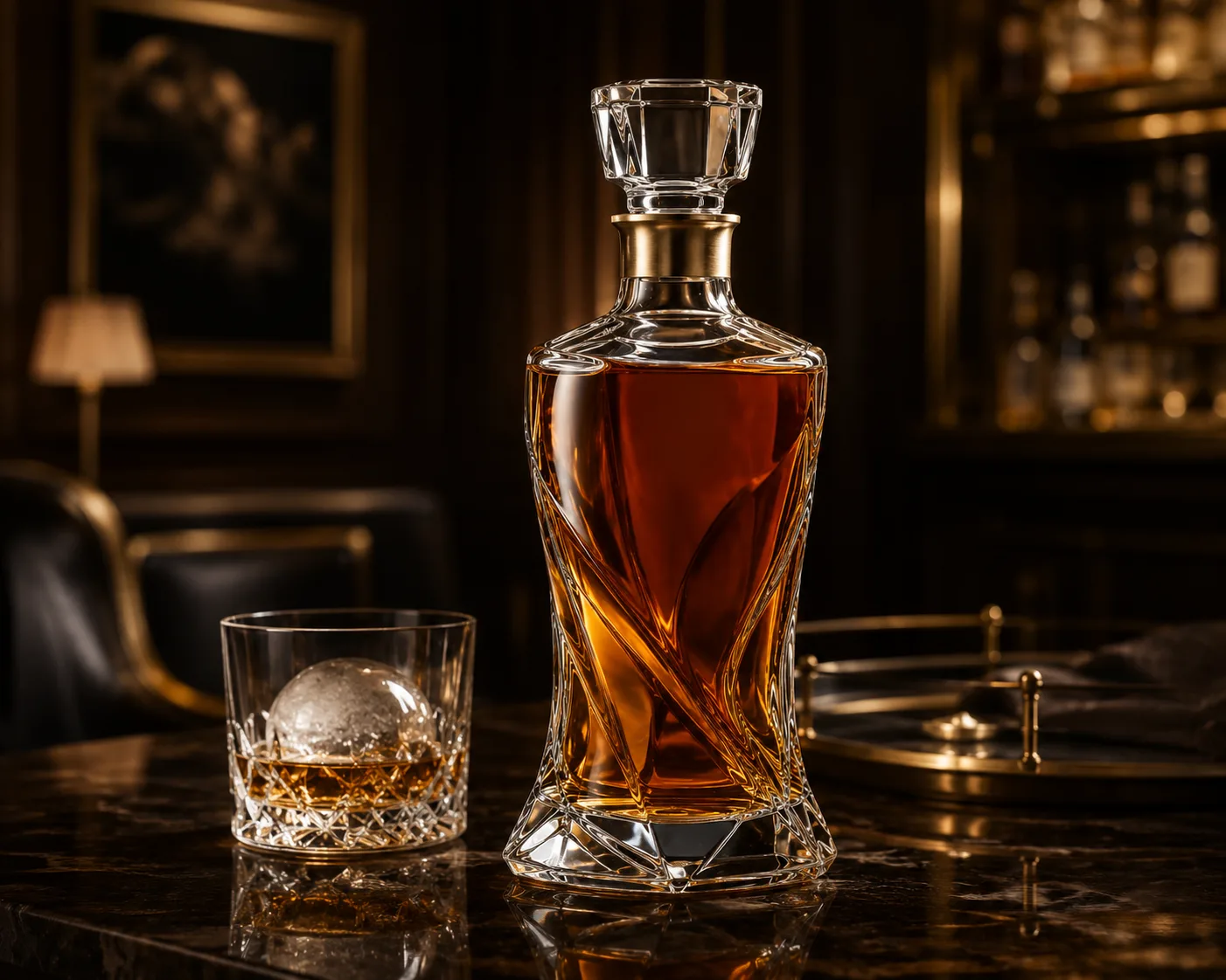 Sculptural Liquor Bottle in a premium spirits packaging presentation for premium spirits and statement gift packaging.