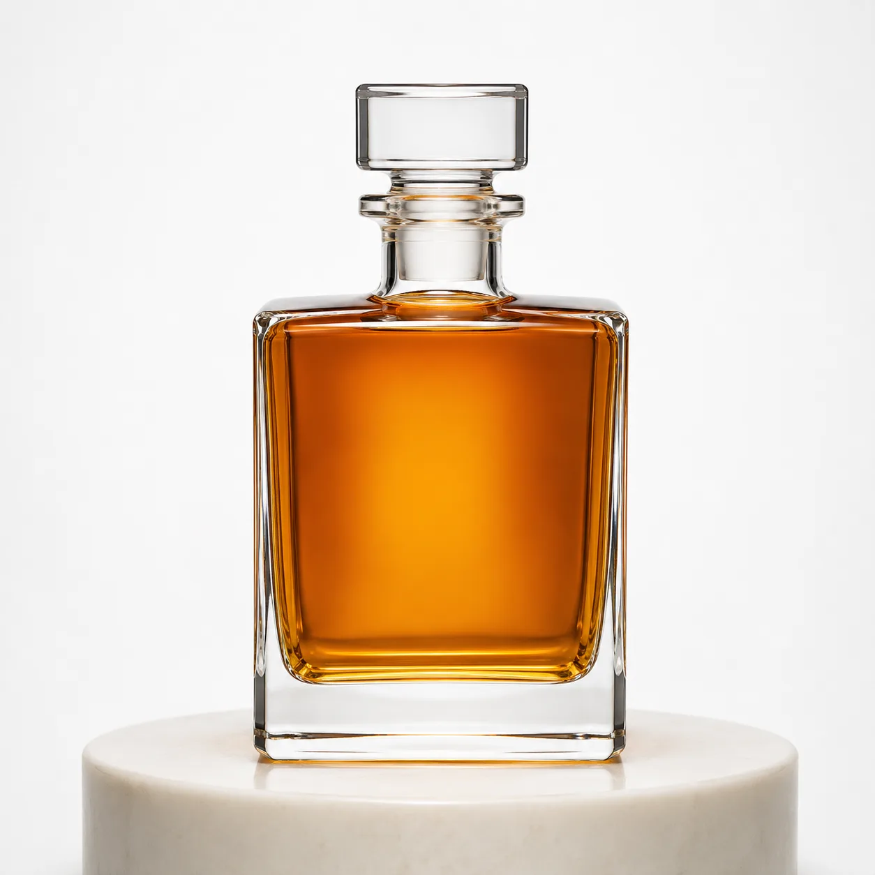 Square Whiskey Bottle front view with visible square whiskey bottle form