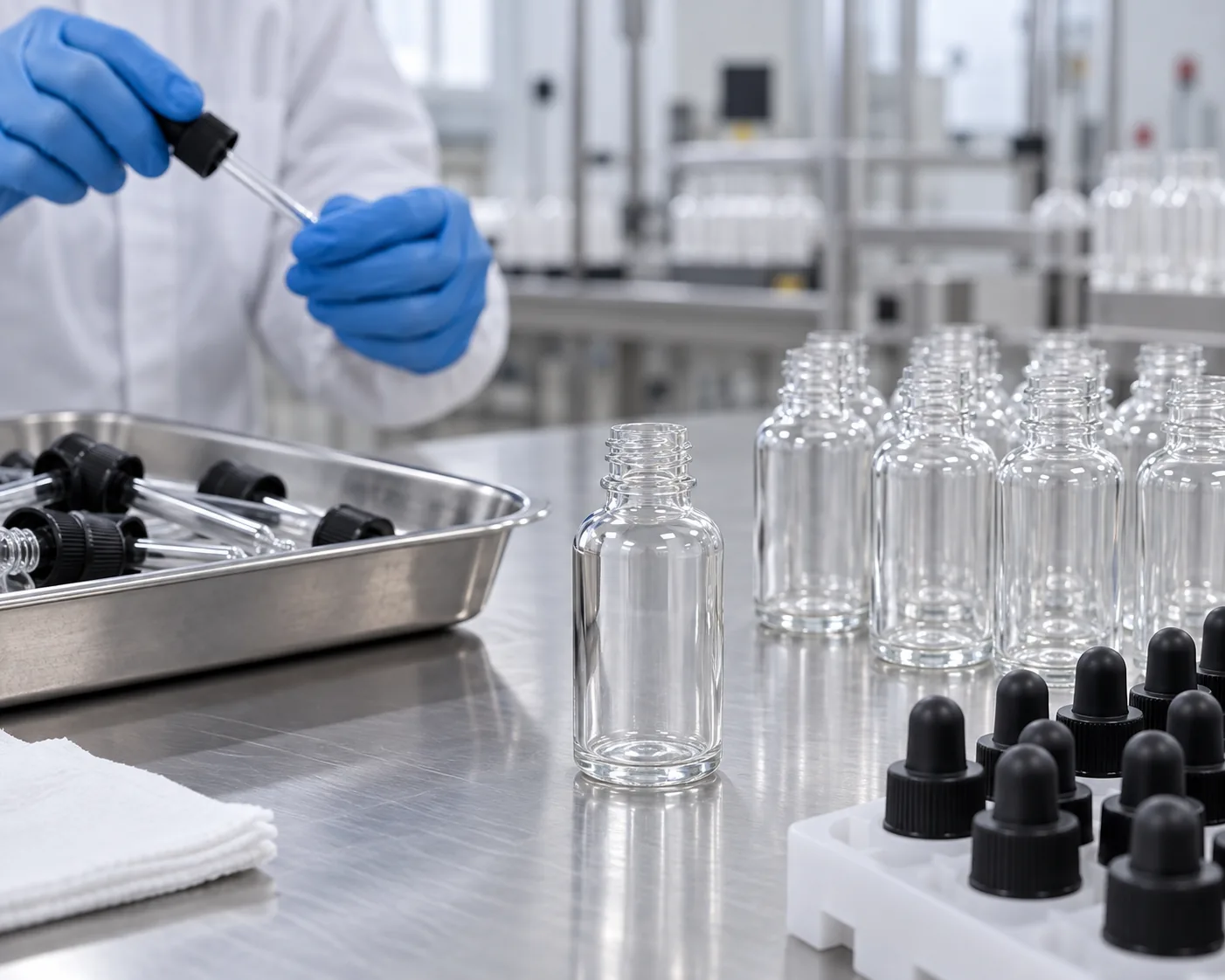 medicine dropper bottle DIN18 closure fit and dosing inspection
