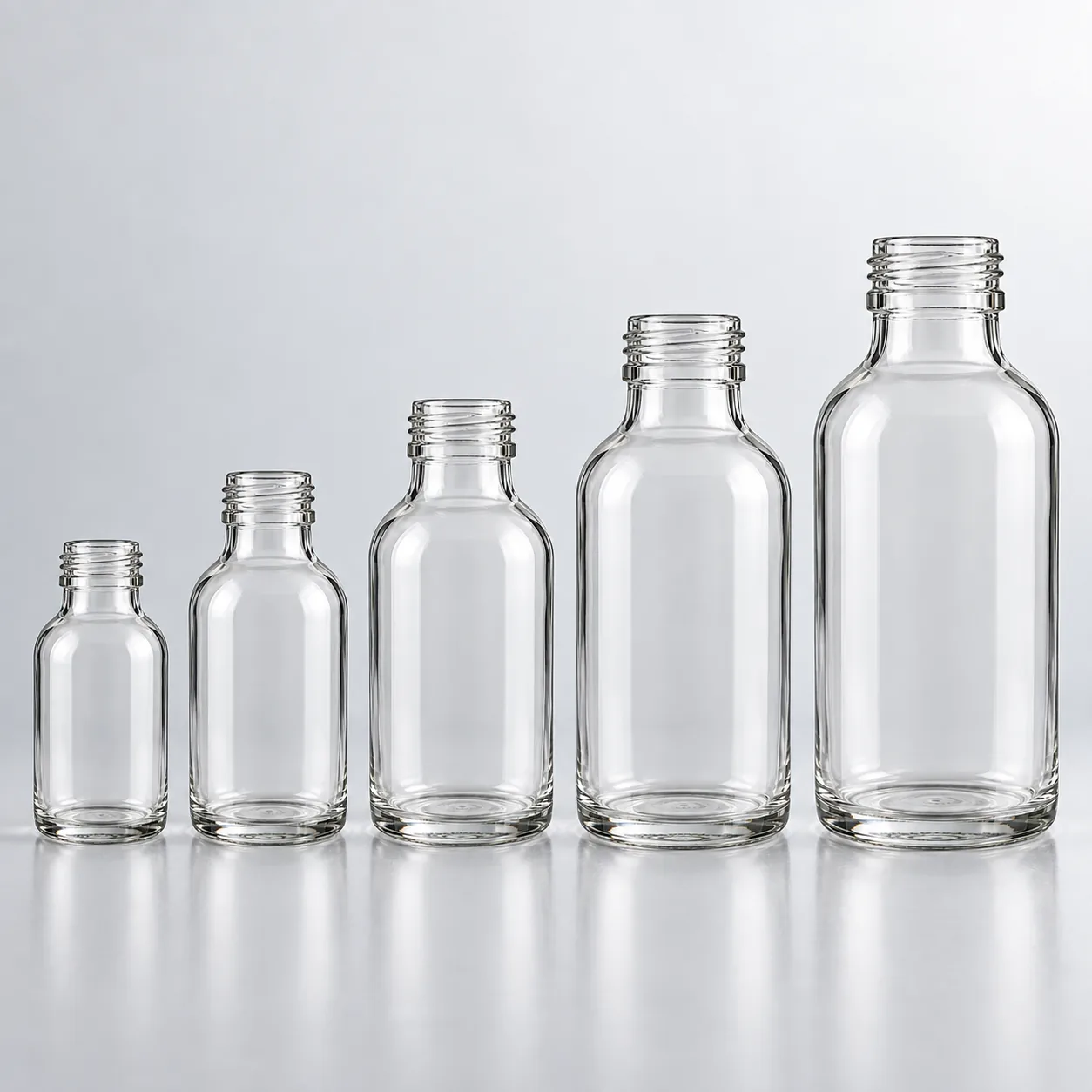 Clear Glass Syrup Bottles gallery view 2 showing product profile and glass structure