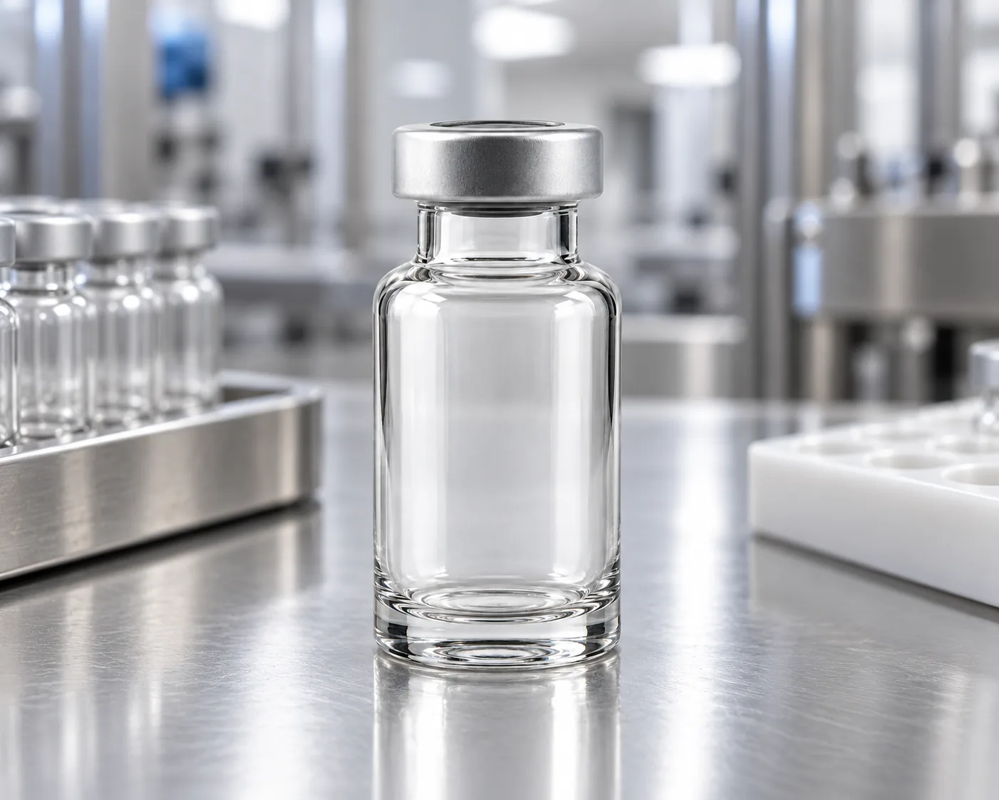 clear molded glass injection vial range from small to large pharmaceutical vials