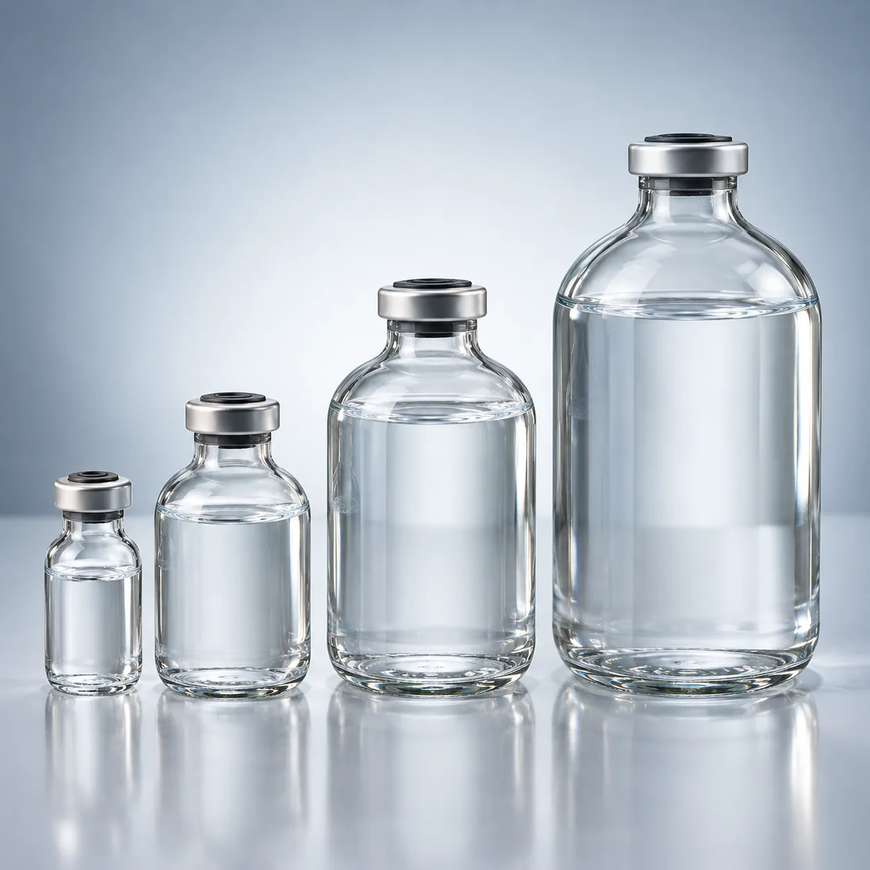 Pharmaceutical Glass Infusion Bottles gallery view 2 showing product profile and glass structure