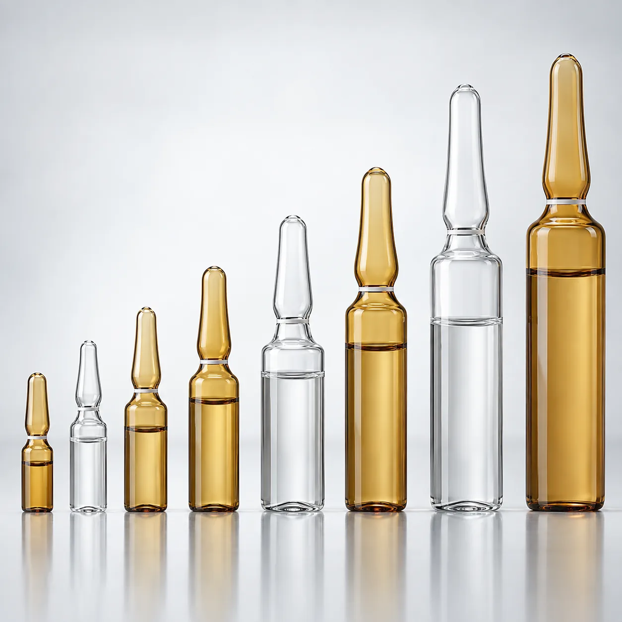 Type I Pharmaceutical Glass Ampoules gallery view 2 showing product profile and glass structure