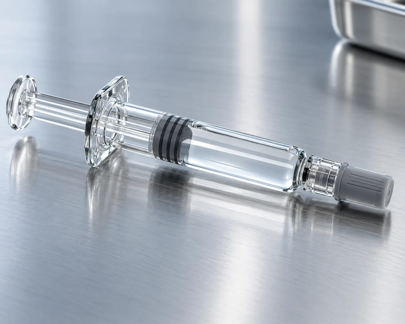 Prefillable Glass Syringe staked needle and Luer connection detail