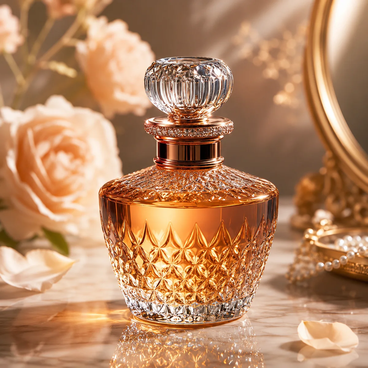 Amber Cut-Crystal Perfume Bottle front view