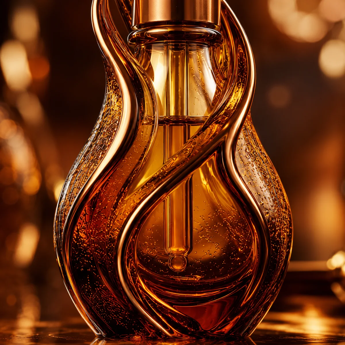 Amber Flame Sculptural Essential Oil Bottle closure or decoration detail
