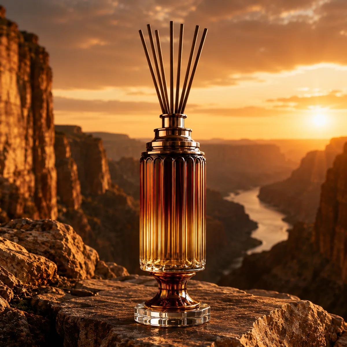 Amber Temple Column Diffuser Bottle glass finish detail