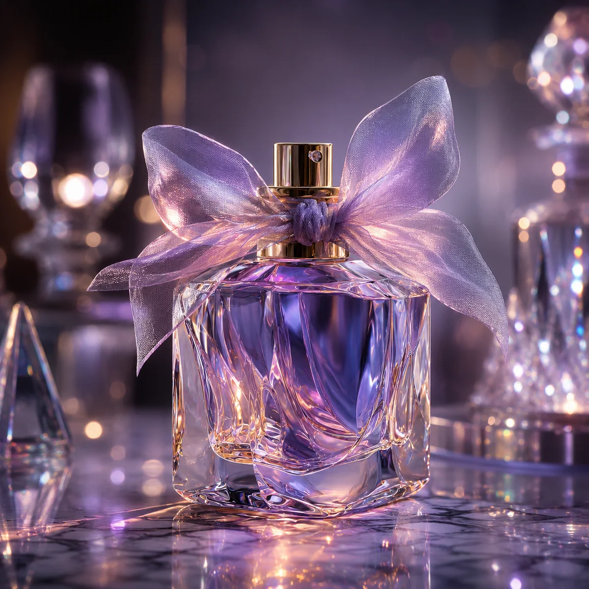 Celestial Violet Crystal Perfume Bottle glass finish detail