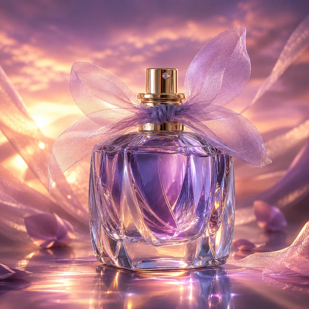 Celestial Violet Crystal Perfume Bottle closure or decoration detail