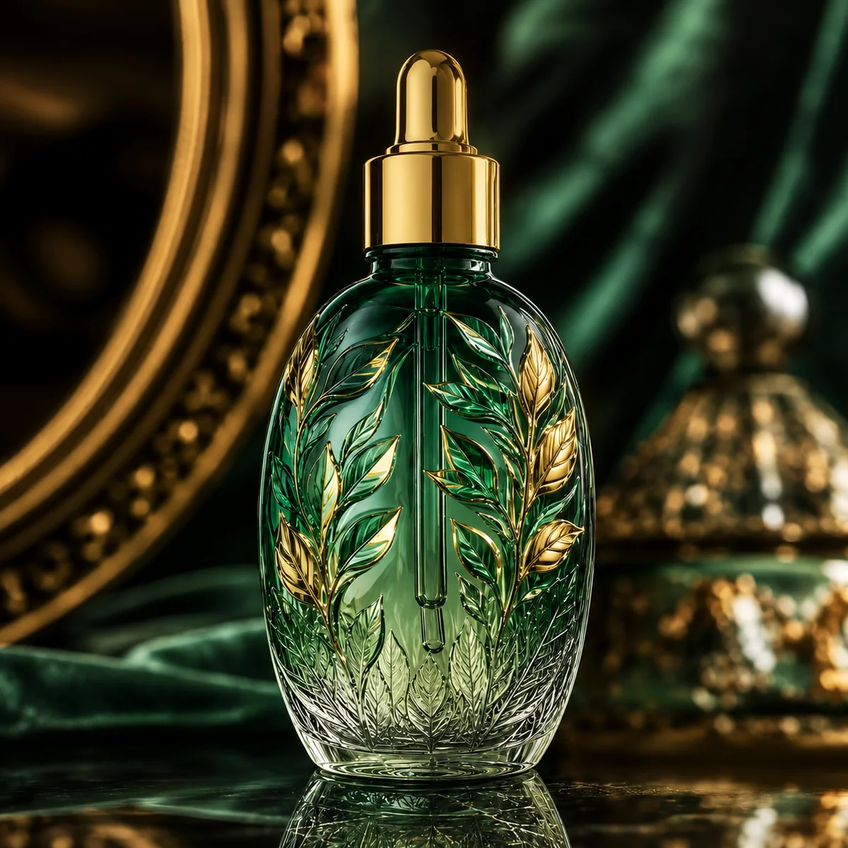 Emerald Botanical Relief Essential Oil Bottle closure or decoration detail