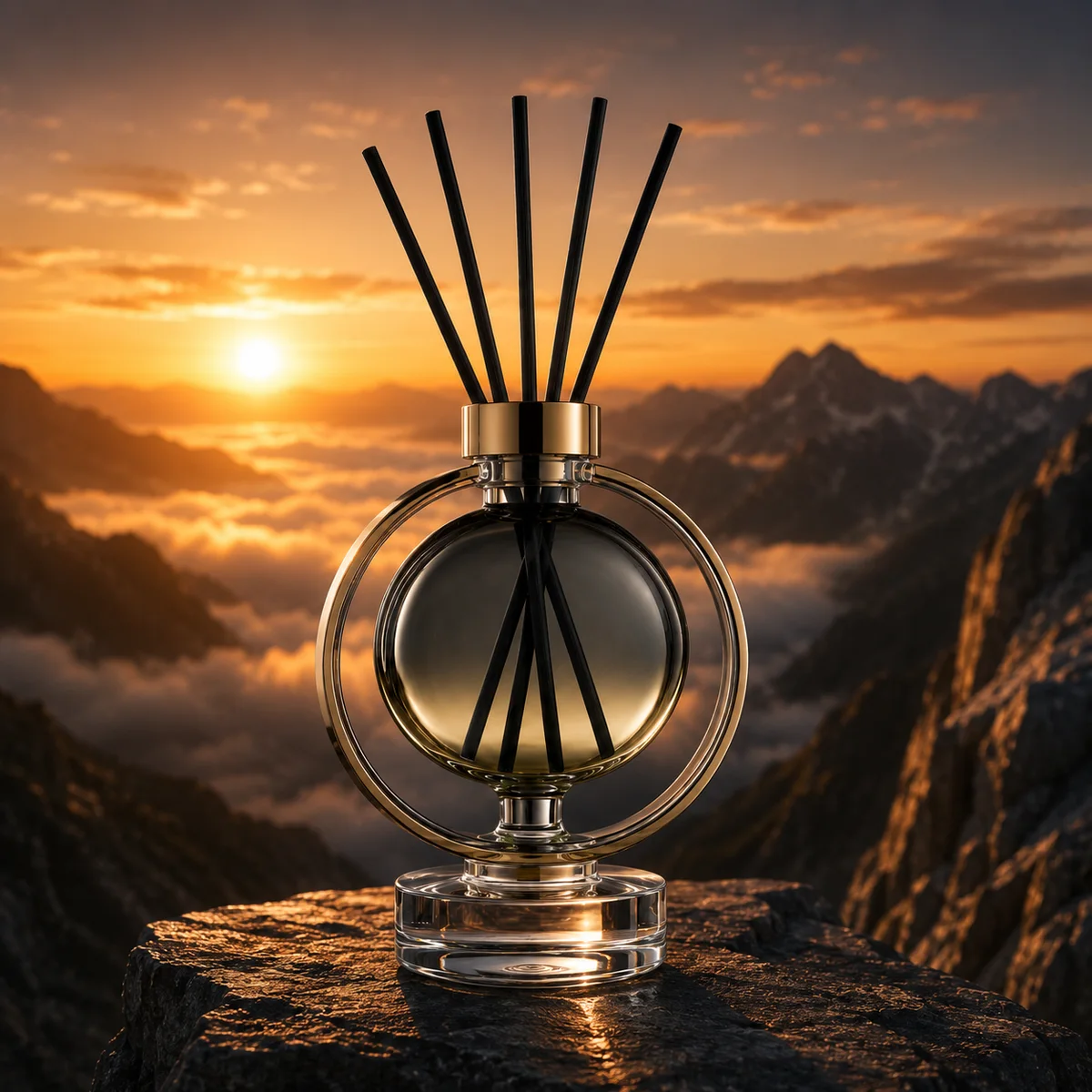 Halo Pedestal Reed Diffuser Bottle glass finish detail