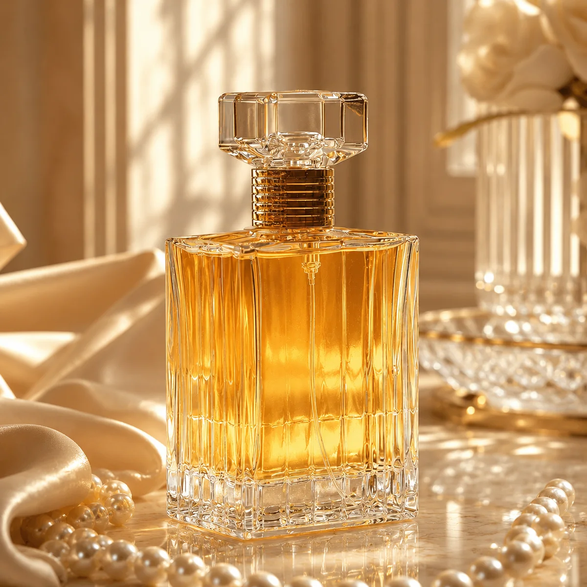 Luxury Square Crystal Perfume Bottle closure or decoration detail