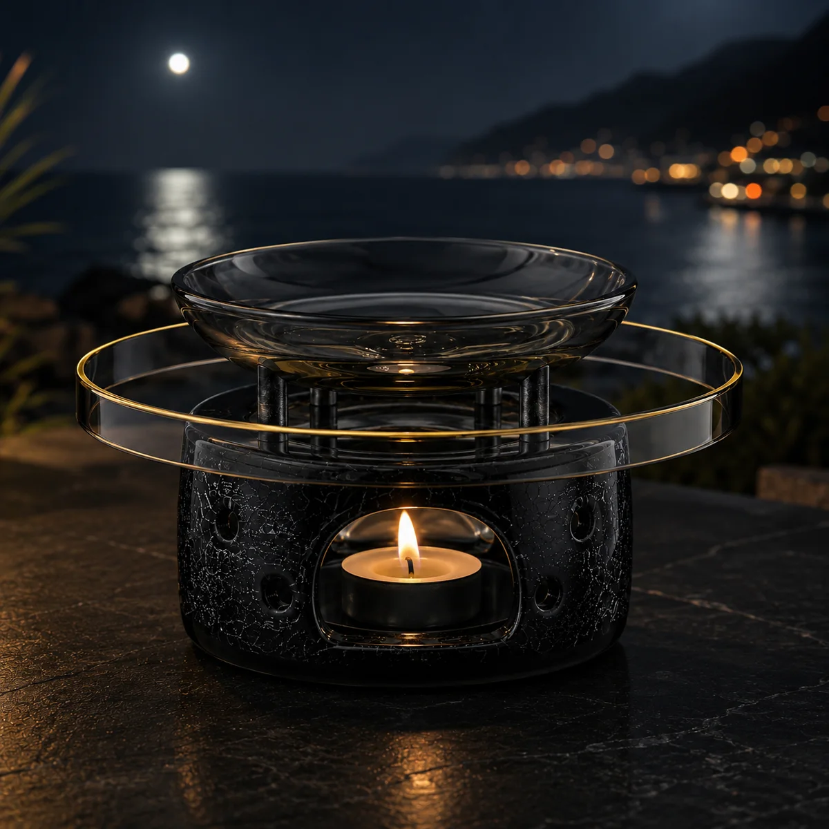 Obsidian Halo Aromatherapy Oil Burner glass finish detail