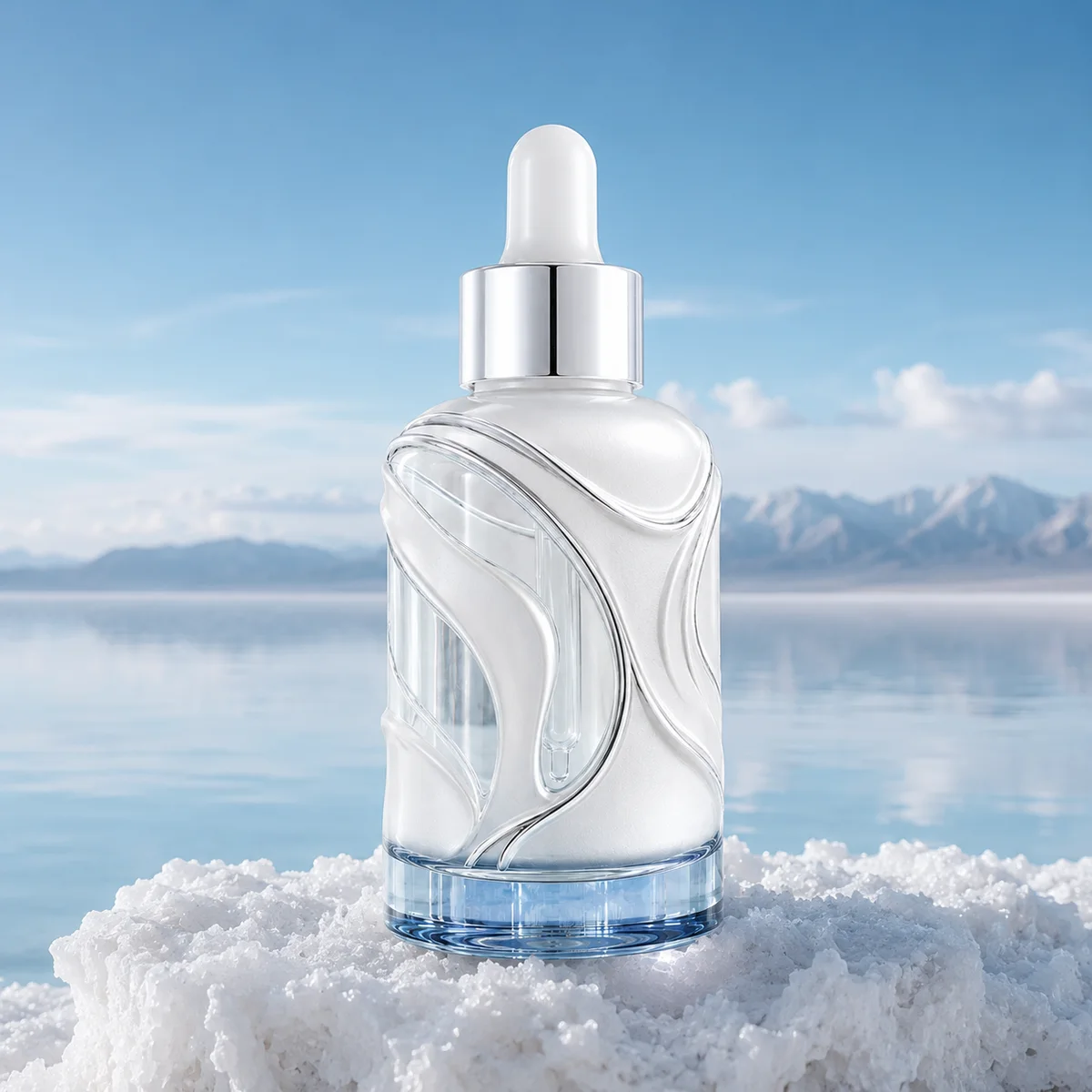 Opal White Carved Essential Oil Bottle glass finish detail
