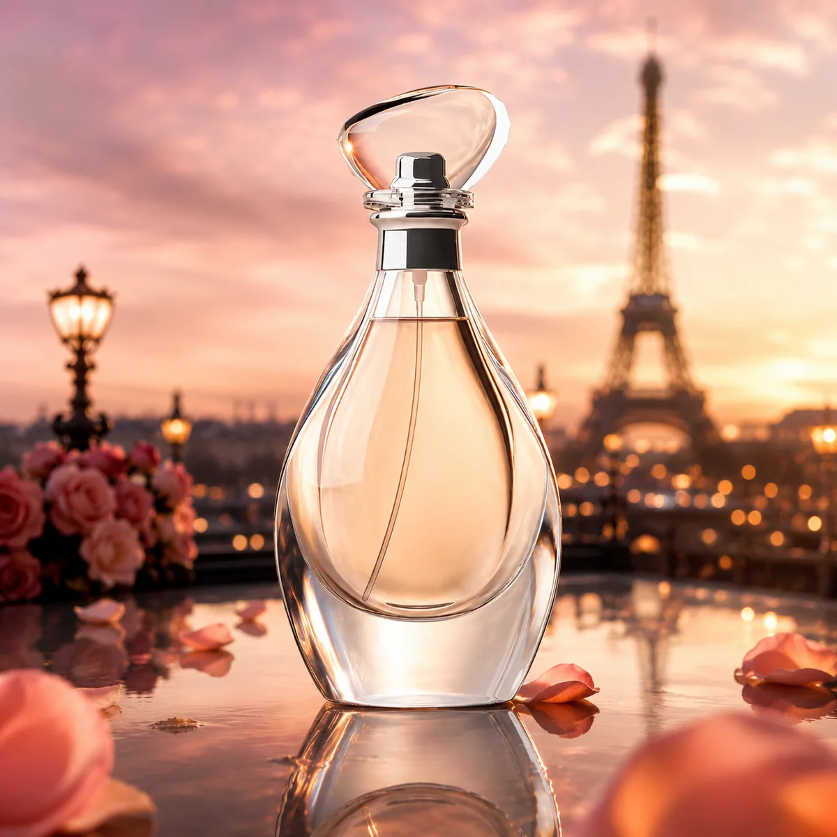 Sculptural Teardrop Glass Perfume Bottle front view
