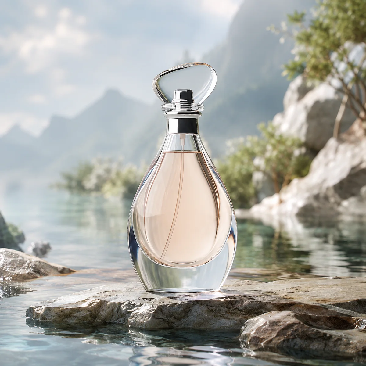 Sculptural Teardrop Glass Perfume Bottle glass finish detail