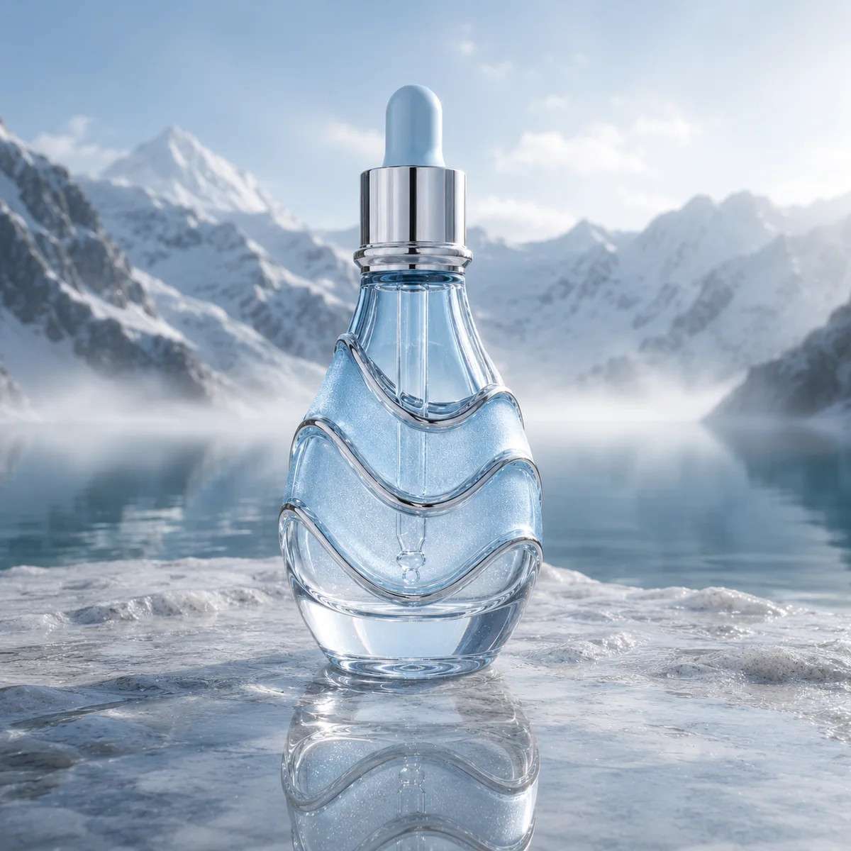 Sculptural Wave Relief Essential Oil Bottle glass finish detail
