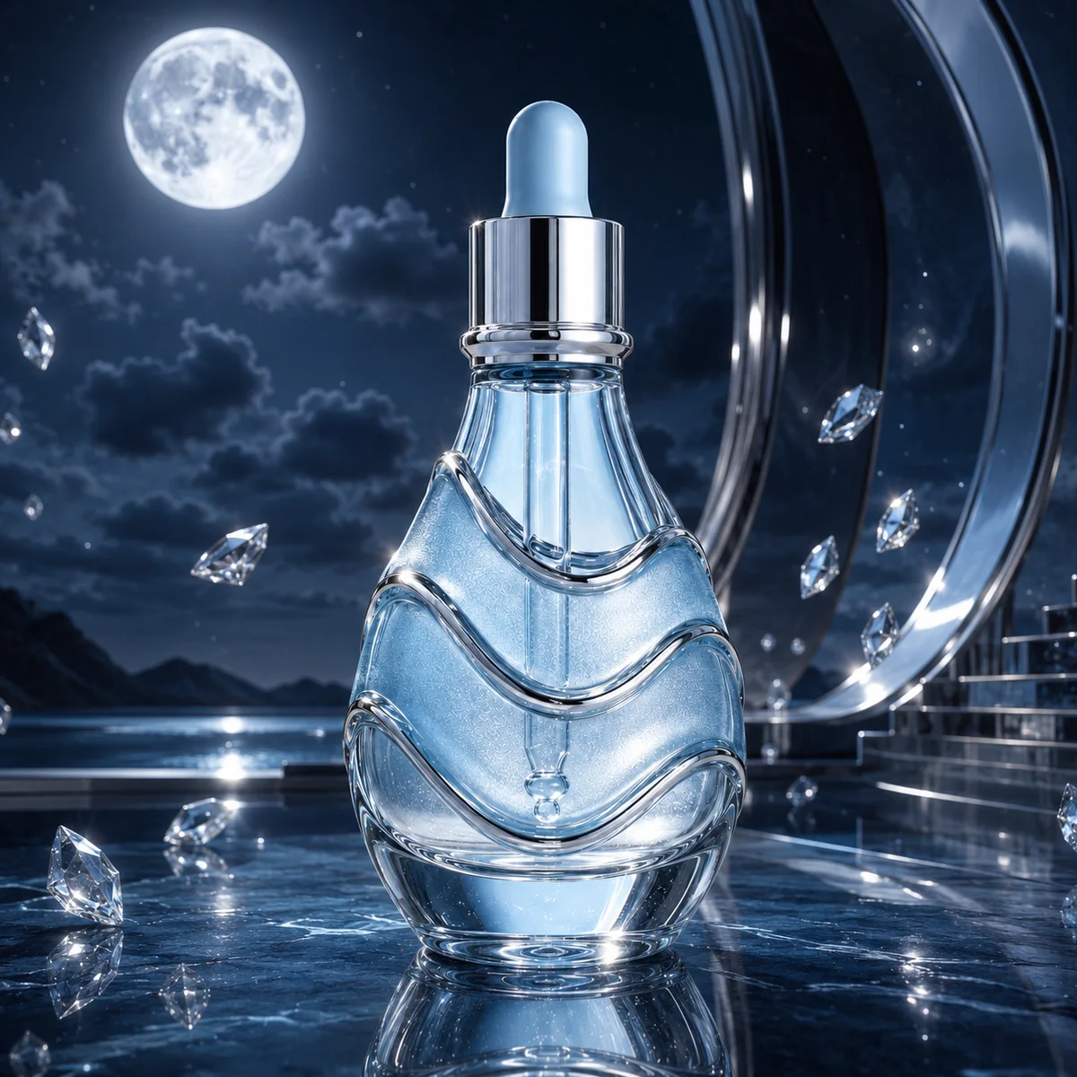 Sculptural Wave Relief Essential Oil Bottle alternate angle