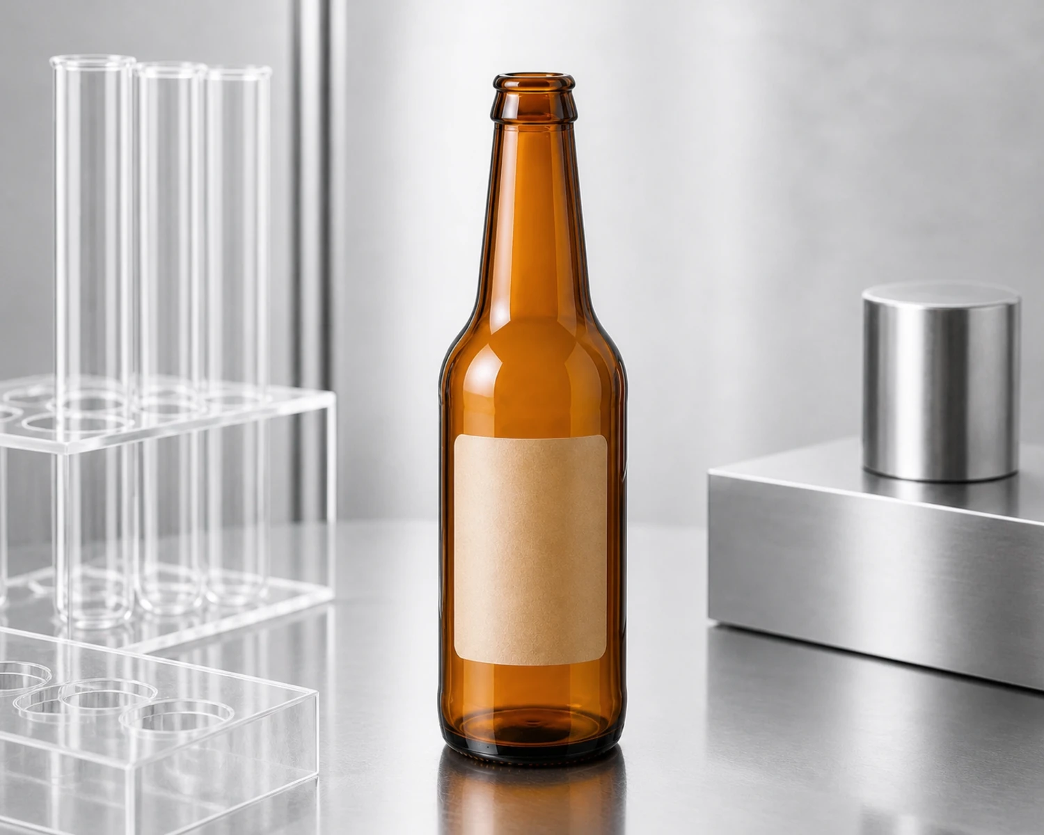 decoration process detail image of Amber Beer Glass Bottle showing finish, label area or surface treatment