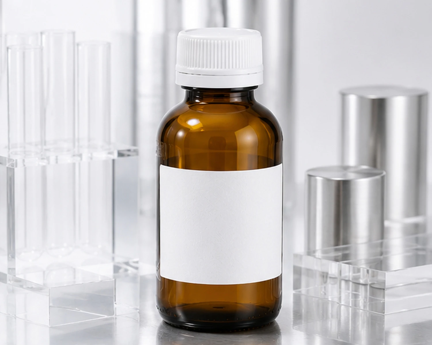 decoration process detail image of Amber Pharmaceutical Glass Bottle showing finish, label area or surface treatment